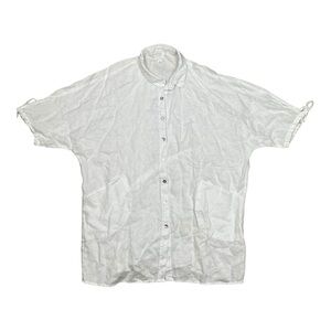 Sigrid Olsen Women White 100% Linen Shirt with Pockets Short sleeve size XL
